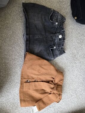 Kids Denim Skirt and Corduroy Skirt Set - Black and Brown